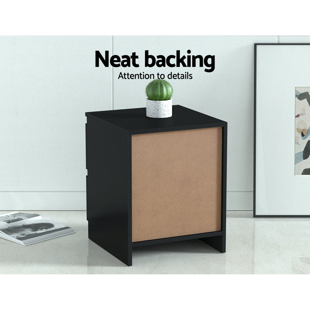 Artiss 2x Bedside Table 2 Drawers - PEPE Black - Image 5