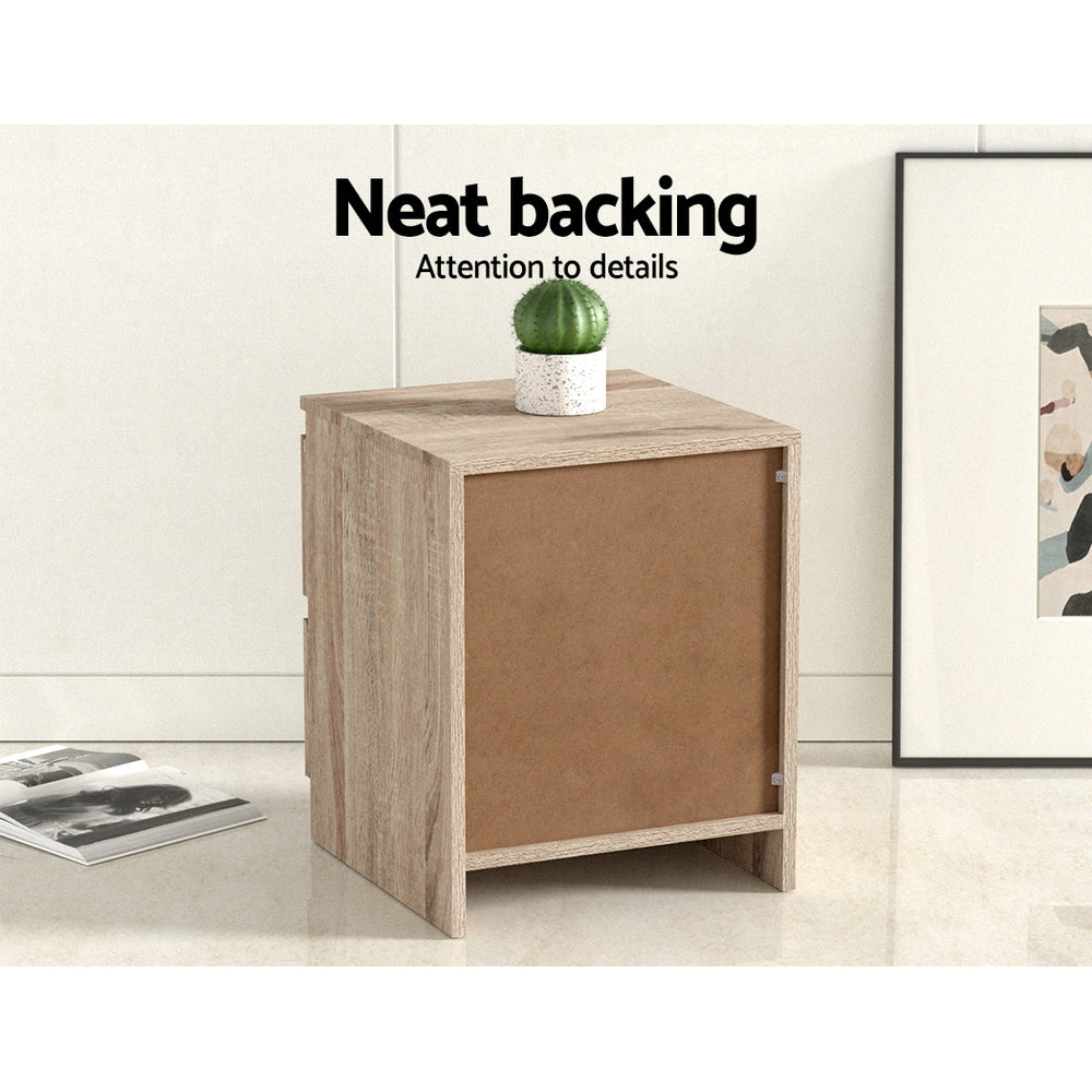 Artiss 2x Bedside Table 2 Drawers - PEPE Oak - Image 5