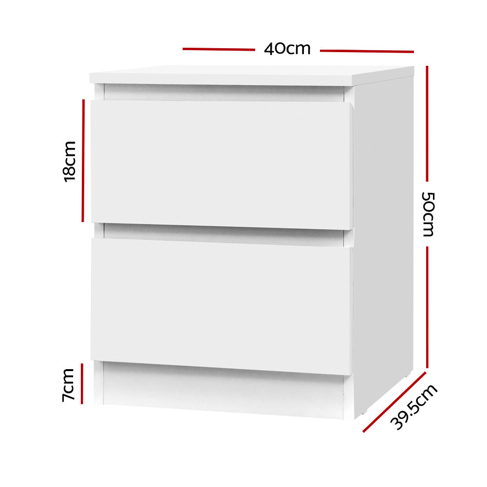 Artiss 2x Bedside Table 2 Drawers - PEPE White - Image 2