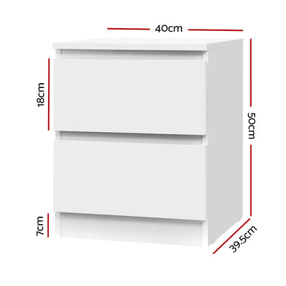 Artiss 2x Bedside Table 2 Drawers - PEPE White - Image 2