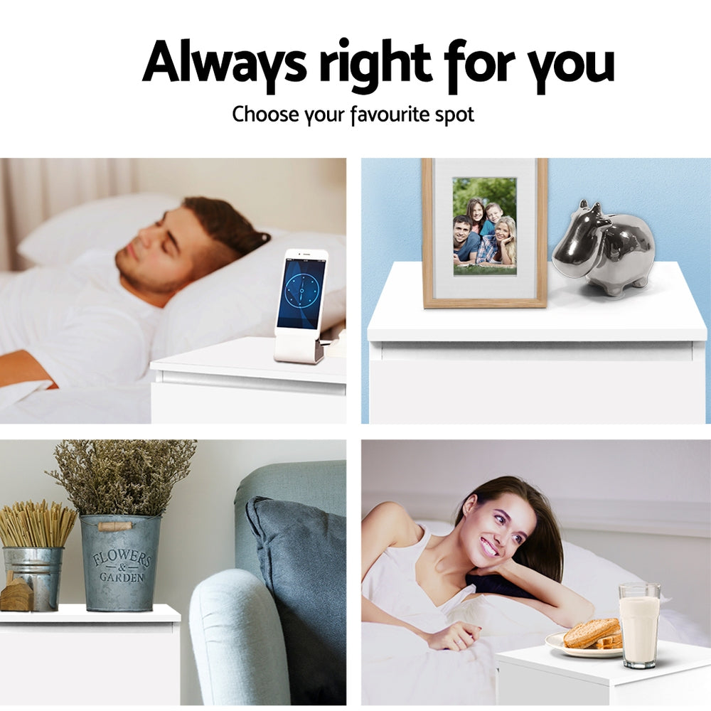 Artiss 2x Bedside Table 2 Drawers - PEPE White - Image 7