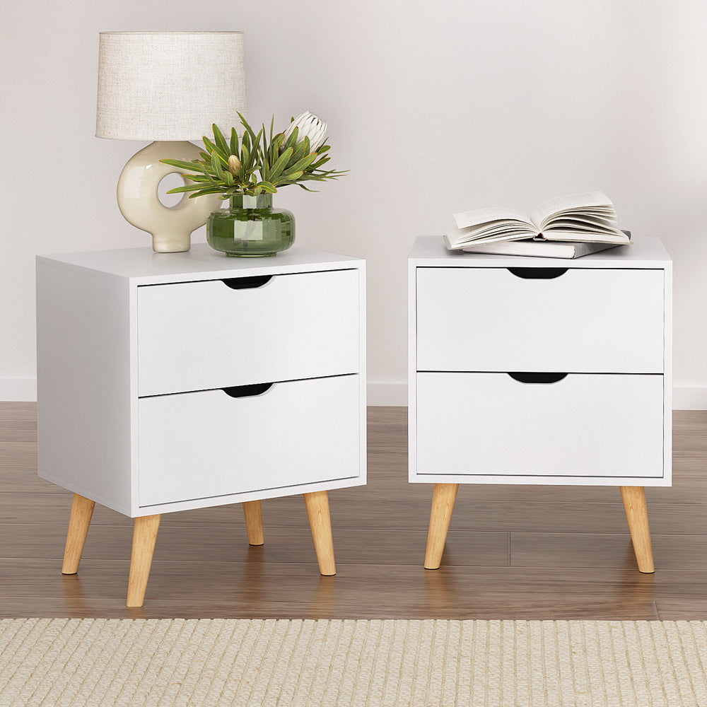 Artiss 2X Bedside Table 2 Drawers - BODEN White - Image 7