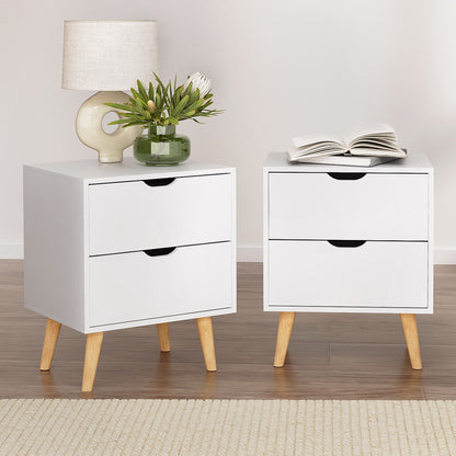 Artiss 2X Bedside Table 2 Drawers - BODEN White - Image 7