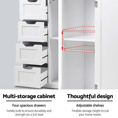 Artiss Bathroom Cabinet Storage Drawers White - Image 4