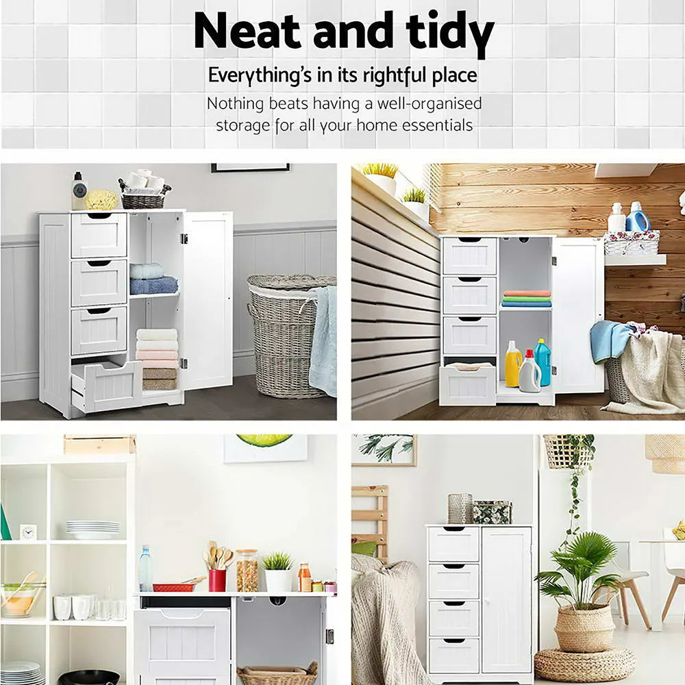 Artiss Bathroom Cabinet Storage Drawers White - Image 6