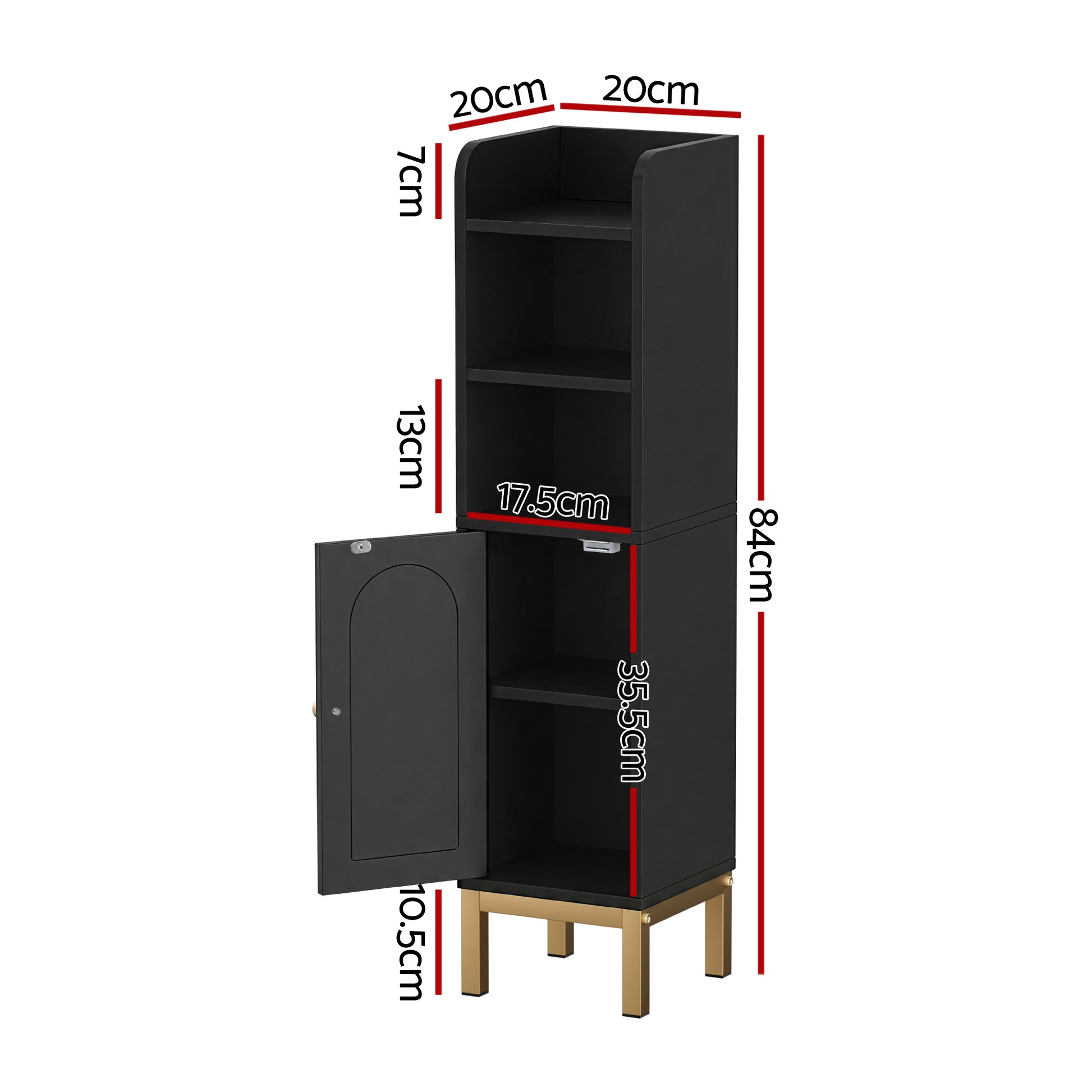 Artiss Bathroom Storage Cabinet Floor Organizer Toilet Corner Adjustable Black - Image 3