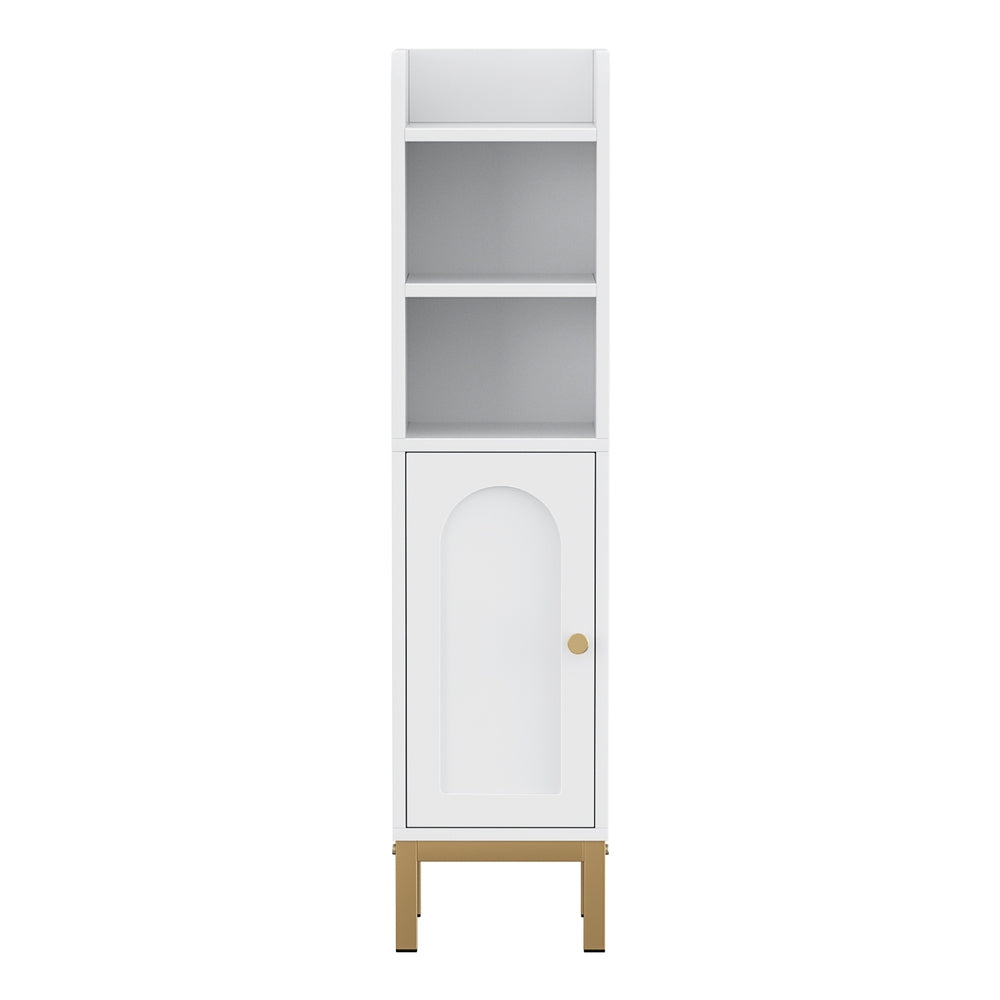 Artiss Bathroom Storage Cabinet Floor Organizer Toilet Corner Adjustable Shelf with Door White - Image 4