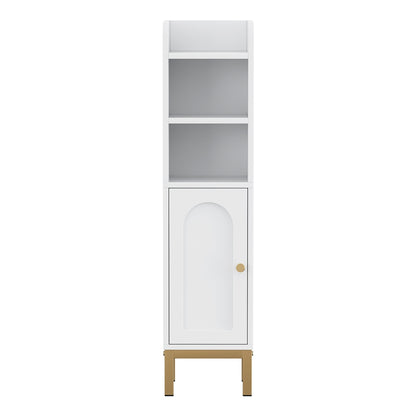 Artiss Bathroom Storage Cabinet Floor Organizer Toilet Corner Adjustable Shelf with Door White - Image 4