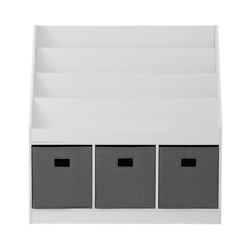 Keezi Kids Bookshelf 4 Tiers Magazine Rack Toy Box Organiser Storage Display Shelf - Image 3