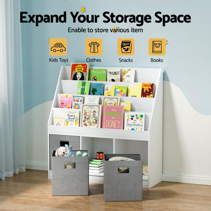 Keezi Kids Bookshelf 4 Tiers Magazine Rack Toy Box Organiser Storage Display Shelf - Image 5