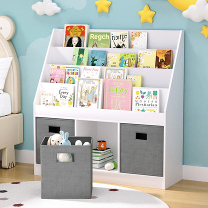 Keezi Kids Bookshelf 4 Tiers Magazine Rack Toy Box Organiser Storage Display Shelf - Image 7