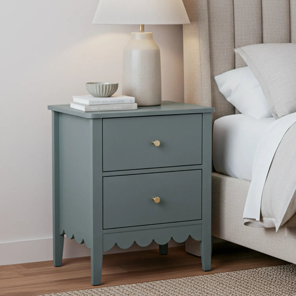 Artiss Bedside Table 2 Drawers Bedroom Storage Nightstand Green