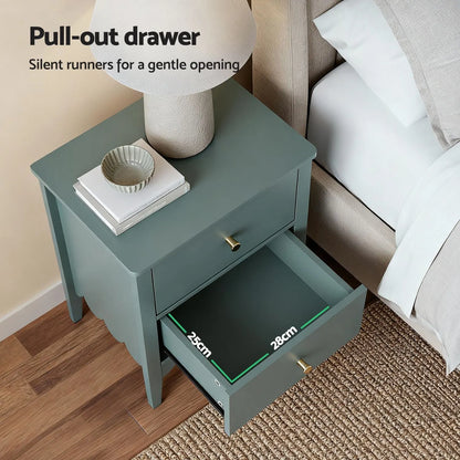 Artiss 2X Bedside Table 2 Drawers Bedroom Storage Nightstand Green - Image 6