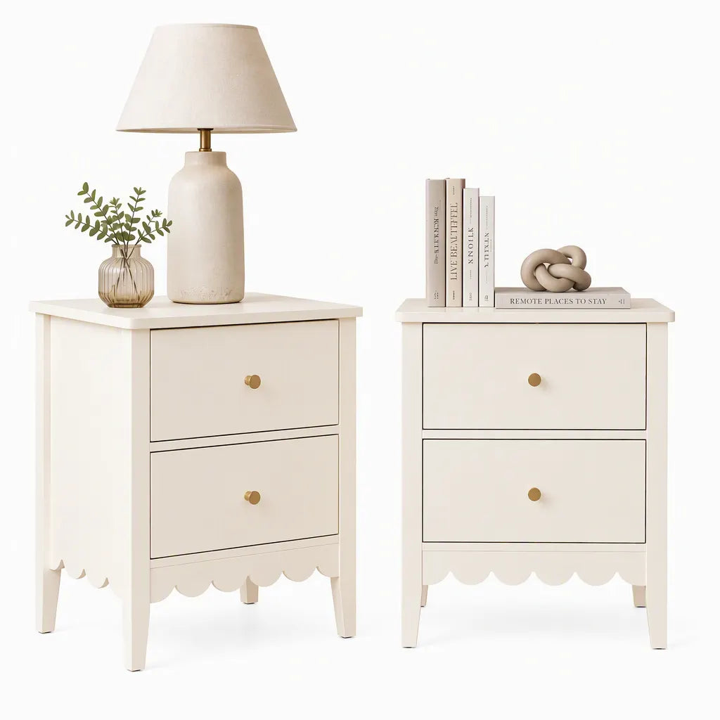 Artiss 2x Bedside Table 2 Drawers Bedroom Storage Nightstand White - Image 2