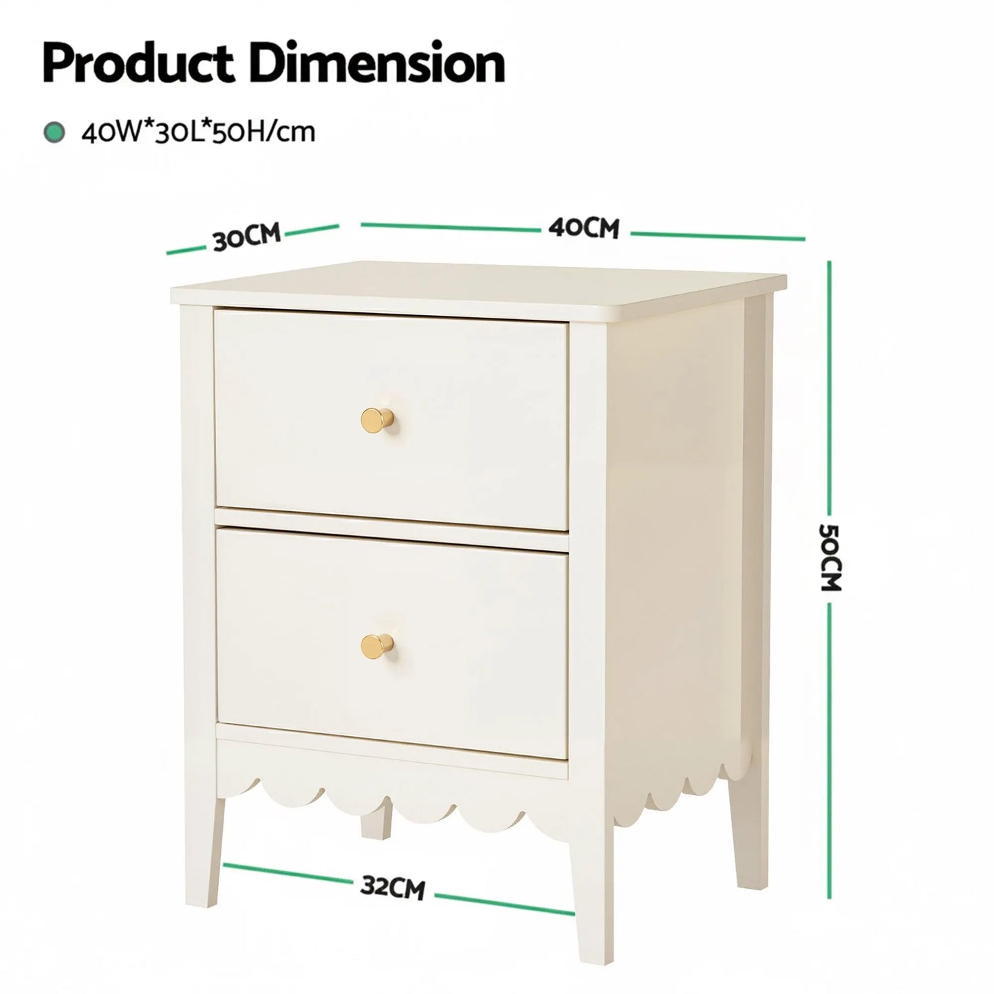Artiss 2x Bedside Table 2 Drawers Bedroom Storage Nightstand White - Image 3