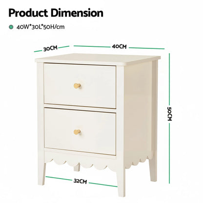 Artiss 2x Bedside Table 2 Drawers Bedroom Storage Nightstand White - Image 3