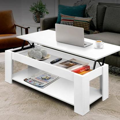 Artiss Coffee Table Lift-top Coffee Table White - Image 7
