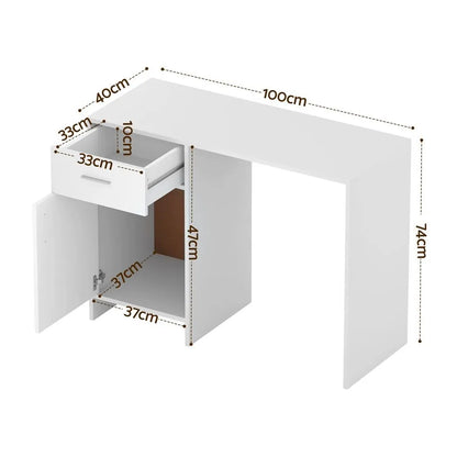 Artiss Computer Desk Drawer Cabinet White 100CM - Image 2