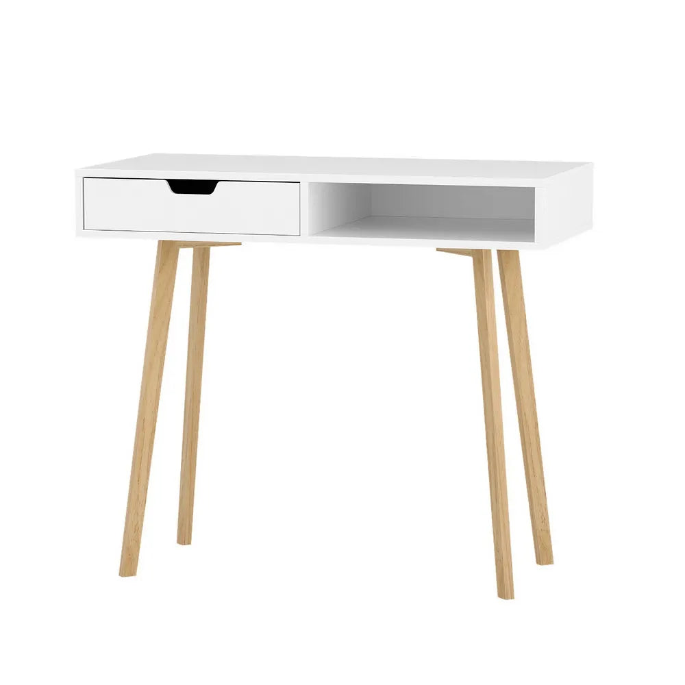 Artiss Computer Desk Drawer Cabinet Shelf White 90CM - Image 8