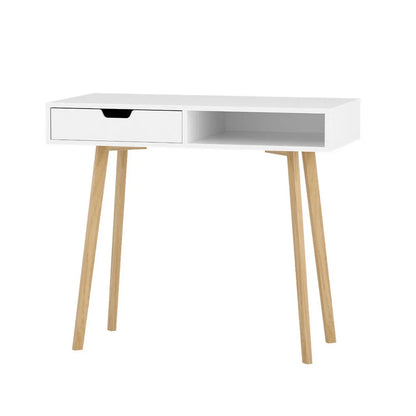 Artiss Computer Desk Drawer Cabinet Shelf White 90CM - Image 8
