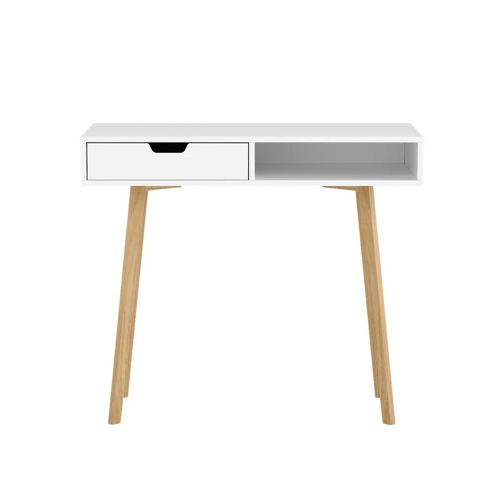 Artiss Computer Desk Drawer Cabinet Shelf White 90CM - Image 3