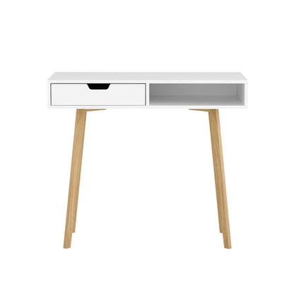 Artiss Computer Desk Drawer Cabinet Shelf White 90CM - Image 3