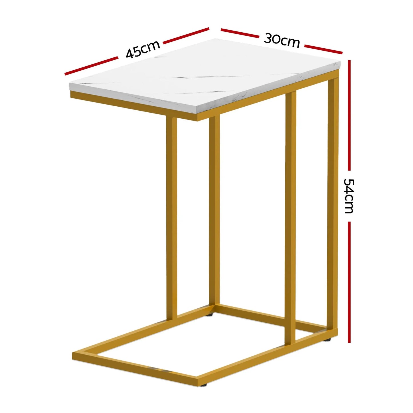 Artiss C Shaped End Table Set of 2 Coffee Table Side Table White & Gold - Image 3