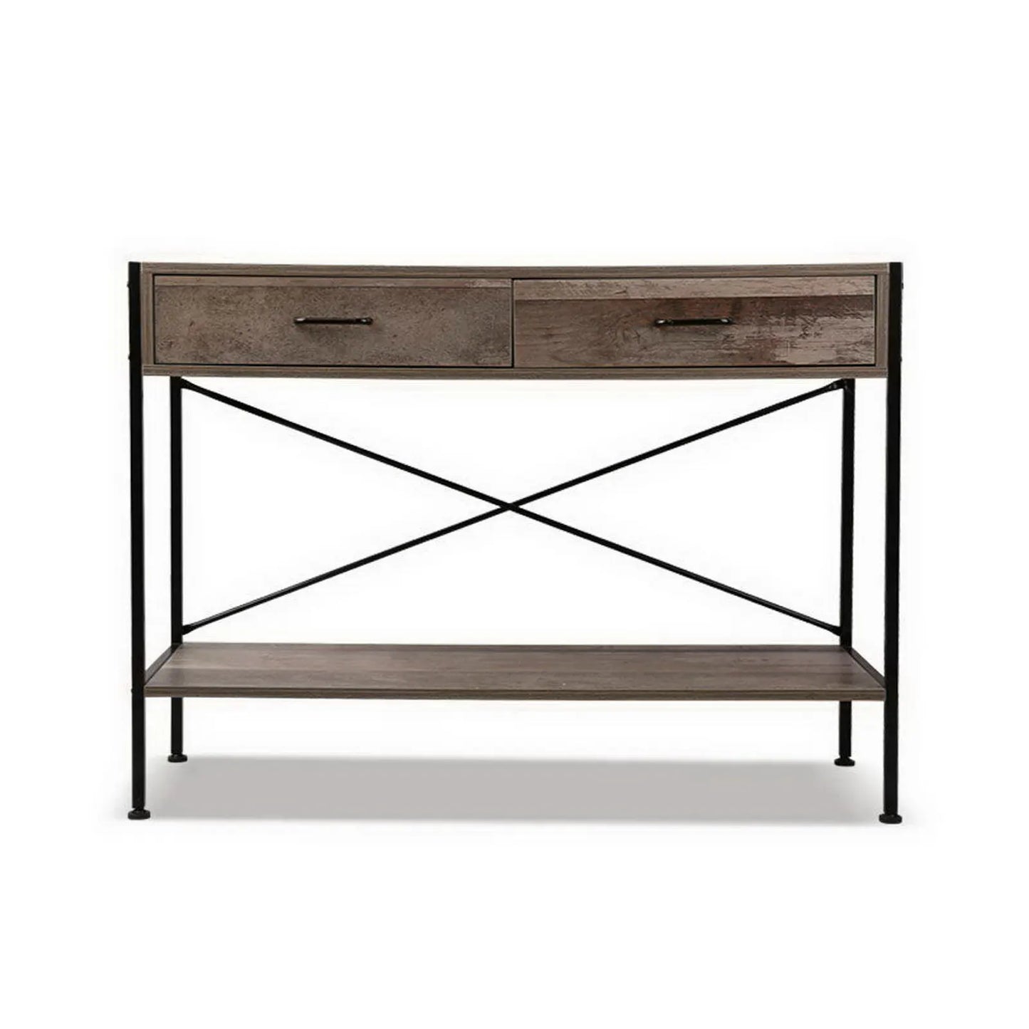Artiss Console Table 2 Drawers Walnut Marconi - Image 3