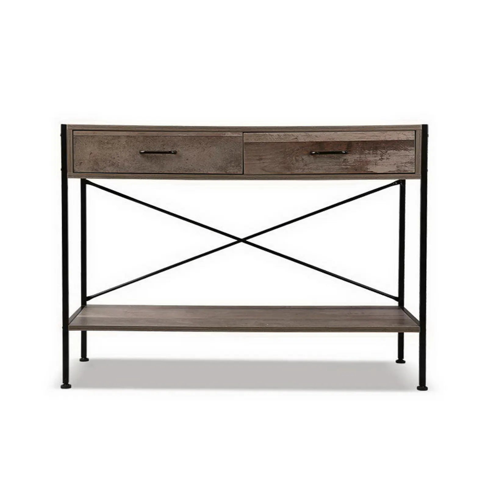 Artiss Console Table 2 Drawers Walnut Marconi - Image 3