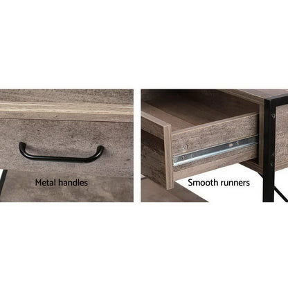 Artiss Console Table 2 Drawers Walnut Marconi - Image 8