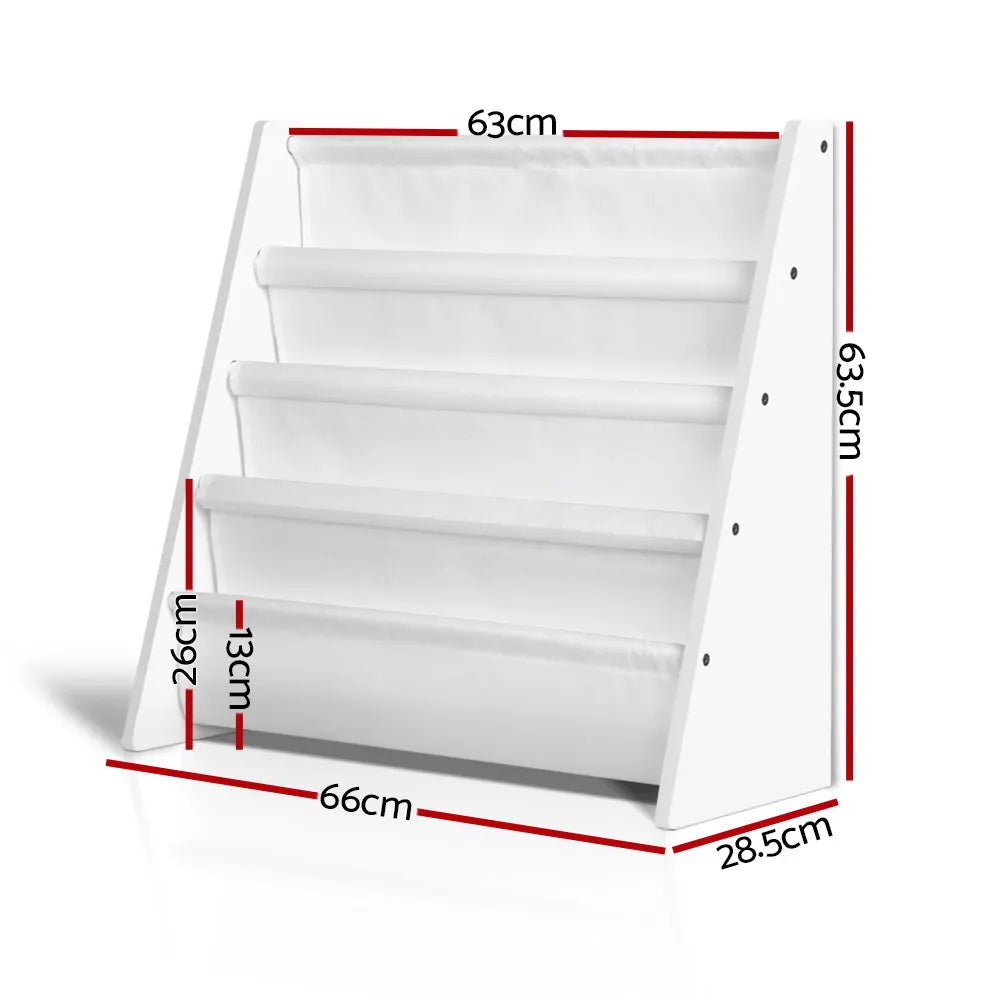 Keezi 4 Tiers Kids Bookshelf Magazine Shelf Children Bookcase Rack Organiser - Image 4