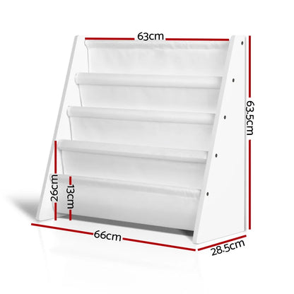Keezi 4 Tiers Kids Bookshelf Magazine Shelf Children Bookcase Rack Organiser - Image 4