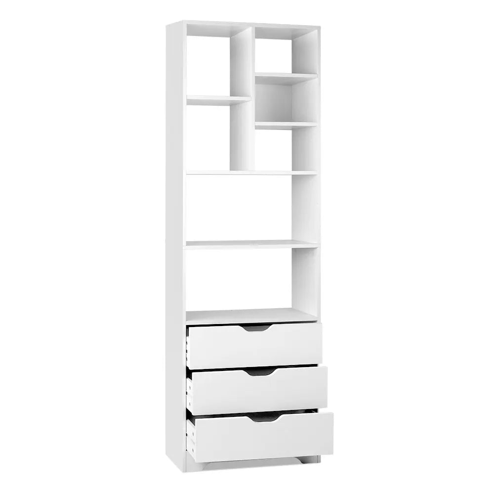 Artiss Bookshelf with Drawers - NANA White - Image 3