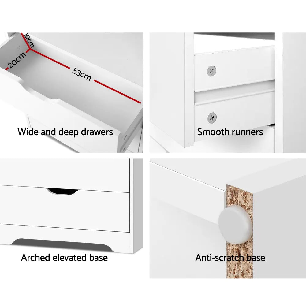 Artiss Bookshelf with Drawers - NANA White - Image 8