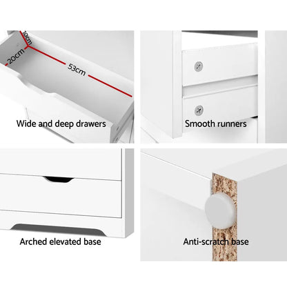Artiss Bookshelf with Drawers - NANA White - Image 8