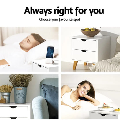 Artiss Bedside Table 2 Drawers - ANDERS White - Image 6