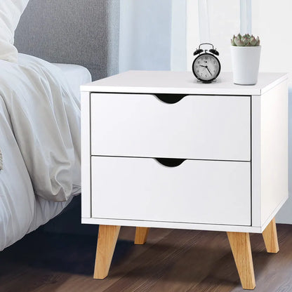 Artiss Bedside Table 2 Drawers - ANDERS White - Image 7