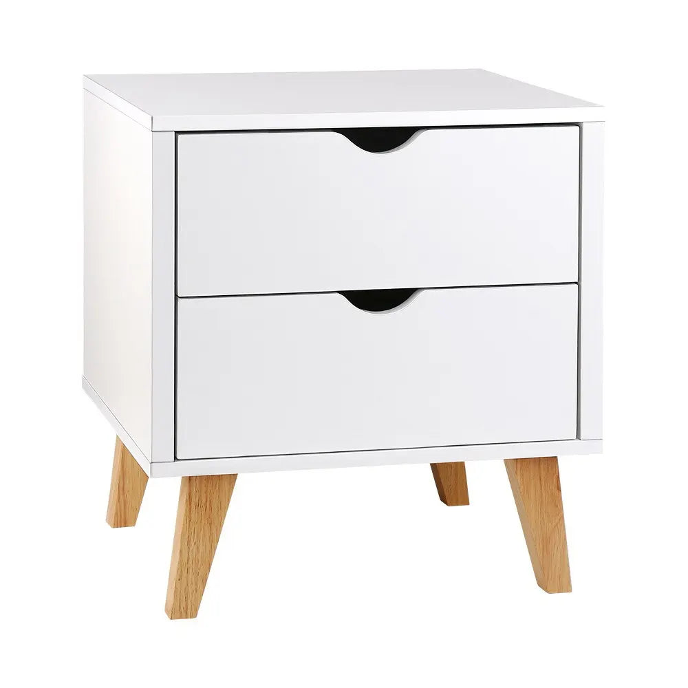 Artiss Bedside Table 2 Drawers - ANDERS White - Image 8