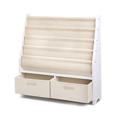 Keezi 4 Tiers Kids Bookshelf Magazine Rack Children Bookcase Organiser Drawer - Image 3