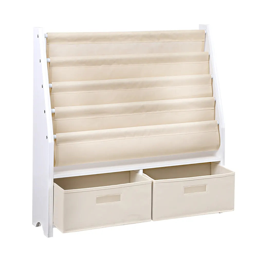 Keezi 4 Tiers Kids Bookshelf Magazine Rack Children Bookcase Organiser Drawer - Image 5