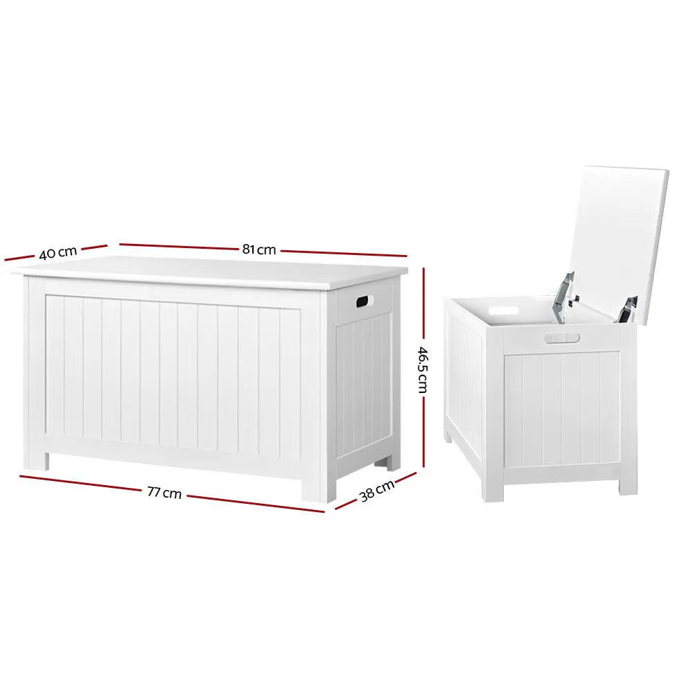 Keezi Kids Toy Box Chest Storage Blanket Children Clothes Room Organiser White - Image 2