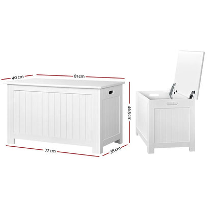 Keezi Kids Toy Box Chest Storage Blanket Children Clothes Room Organiser White - Image 2