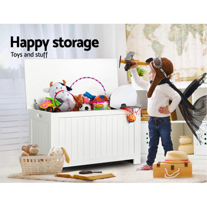 Keezi Kids Toy Box Chest Storage Blanket Children Clothes Room Organiser White - Image 5