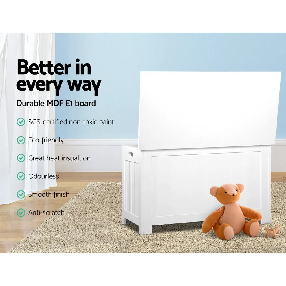 Keezi Kids Toy Box Chest Storage Blanket Children Clothes Room Organiser White - Image 7