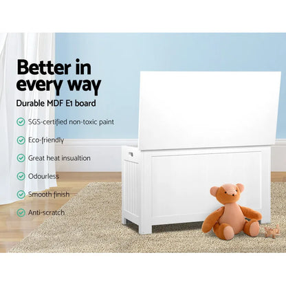 Keezi Kids Toy Box Chest Storage Blanket Children Clothes Room Organiser White - Image 7