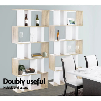 Artiss Bookshelf 5 Tiers - RITA White and Oak - Image 6