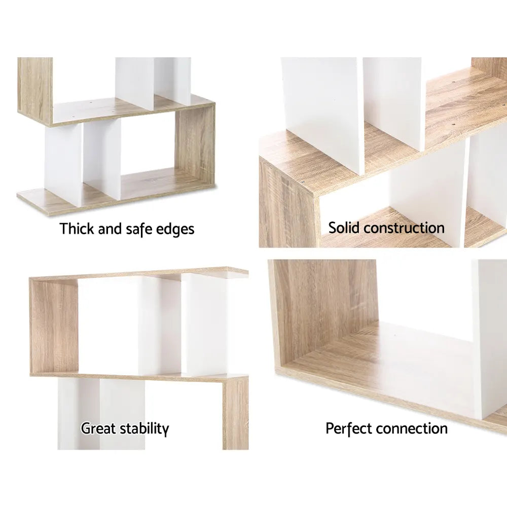 Artiss Bookshelf 5 Tiers - RITA White and Oak - Image 8