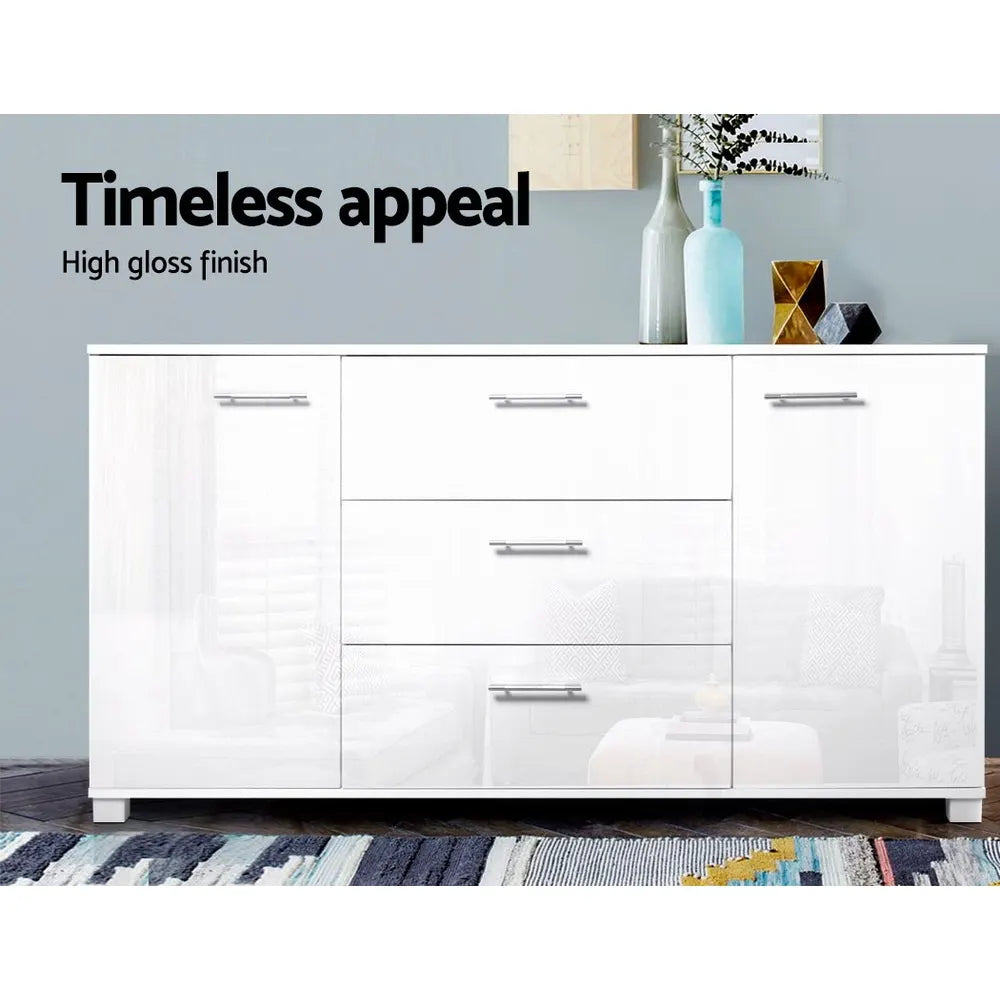 Artiss Buffet Sideboard High Gloss - White - Image 4