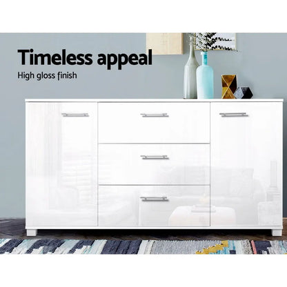 Artiss Buffet Sideboard High Gloss - White - Image 4