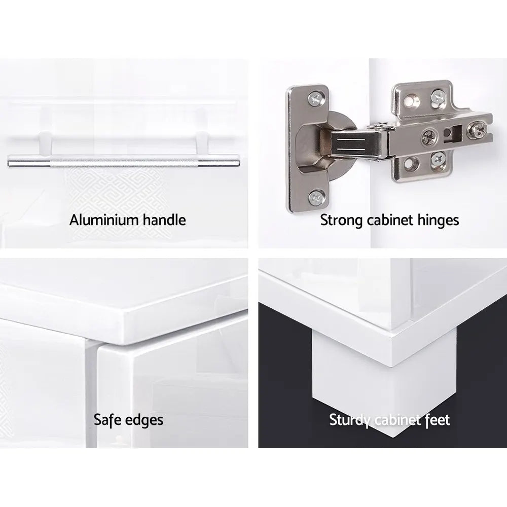 Artiss Buffet Sideboard High Gloss - White - Image 7